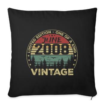 Cadeau Juin 2008 Anniversaire Juin 2008 Juin 2008 - Housse de coussin décorative 45 x 45 cm - noir - Devant