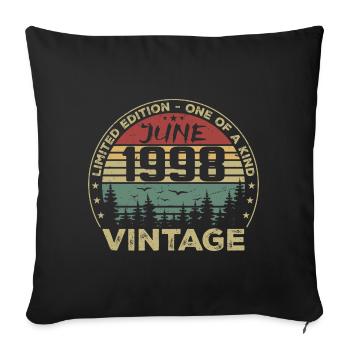 Cadeau Juin 1998 Anniversaire Juin 1998 Juin 1998 - Housse de coussin décorative 45 x 45 cm - noir - Devant