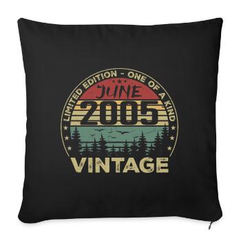 Gift June 2005 Birthday June 2005 June 2005 - Sofa pillowcase 17,3'' x 17,3'' (45 x 45 cm) - black - Front