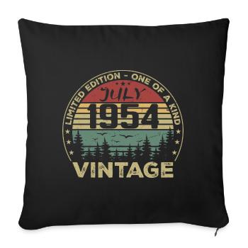 July 1954 Birthday Gift Vintage 1954 - Sofa pillowcase 17,3'' x 17,3'' (45 x 45 cm) - black - Front