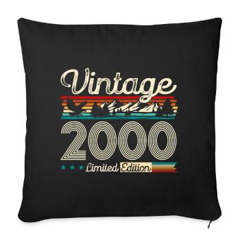 24th Birthday Vintage Vintage 2000's - Sofa pillowcase 17,3'' x 17,3'' (45 x 45 cm) - black - Front