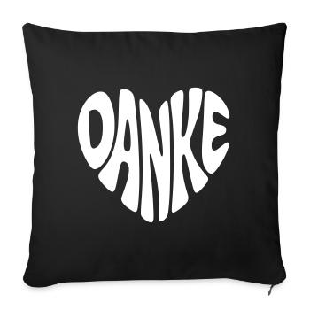 Danke - Herzform - Herz Form - Danke sagen - Sofakissenbezug 45 x 45 cm - Schwarz - Vorne