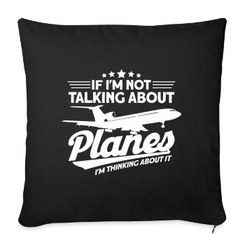 Cadeau d’atterrissage d’avion de pilote d’avion d’avion - Housse de coussin décorative 45 x 45 cm - noir - Devant