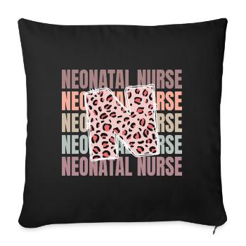 Vie d’infirmière néonatale léopard - Housse de coussin décorative 45 x 45 cm - noir - Devant