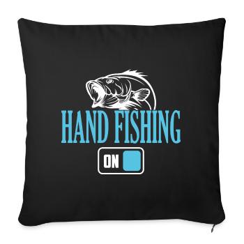 Mode de pêche à la main du pêcheur activé - Housse de coussin décorative 45 x 45 cm - noir - Devant