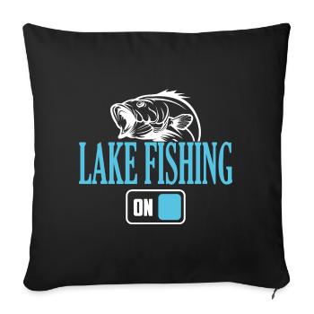 Mode de pêche du lac Fisherman activé - Housse de coussin décorative 45 x 45 cm - noir - Devant