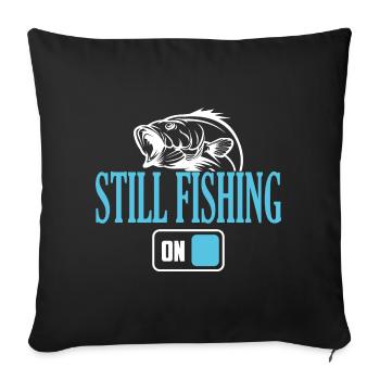 Mode de pêche du pêcheur toujours activé - Housse de coussin décorative 45 x 45 cm - noir - Devant