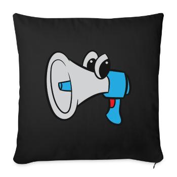 Megafon / Megaphone - Blau mit Augen - Sofakissenbezug 45 x 45 cm - Schwarz - Vorne