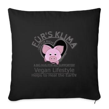 Schweinchen weibl. Vegan Klima SabineVegan - Sofakissenbezug 45 x 45 cm - Schwarz - Vorne