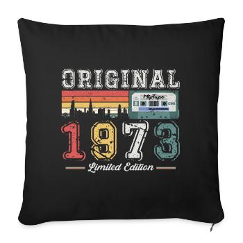 50th Birthday Man Vintage 1973 Vintage Cassette - Sofa pillowcase 17,3'' x 17,3'' (45 x 45 cm) - black - Front