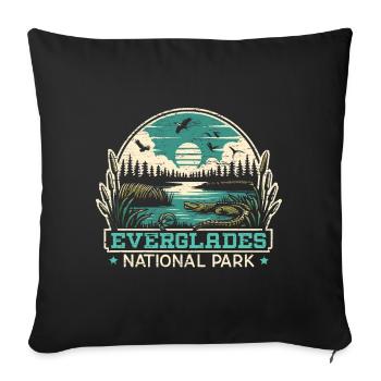 Parc national des Everglades Outdoor Tours États-Unis - Housse de coussin décorative 45 x 45 cm - noir - Devant