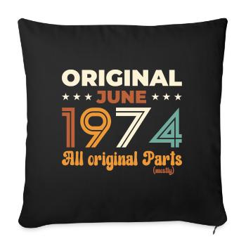 Original Juin 1974 Millésime 1974 Anniversaire 1974 - Housse de coussin décorative 45 x 45 cm - noir - Devant