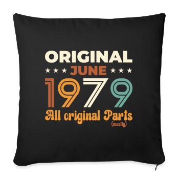 Original Juin 1979 Millésime 1979 Anniversaire 1979 - Housse de coussin décorative 45 x 45 cm - noir - Devant