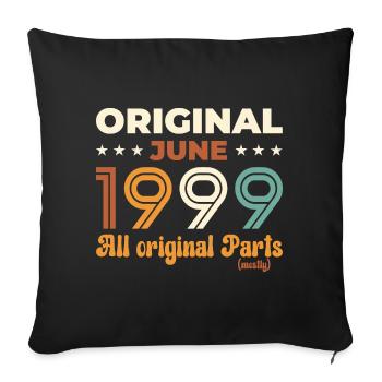 Original Juin 1999 Millésime 1999 Anniversaire 1999 - Housse de coussin décorative 45 x 45 cm - noir - Devant