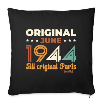 Original Juin 1944 Vintage 1944 Anniversaire 1944 - Housse de coussin décorative 45 x 45 cm - noir - Devant