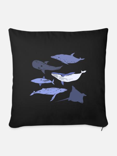 Meerestiere Walbiologe - Sofakissenbezug 45 x 45 cm - Schwarz