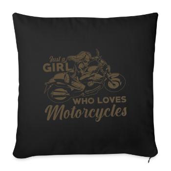 Femmes Moto Motard Fille MotoCycliste - Housse de coussin décorative 45 x 45 cm - noir - Devant