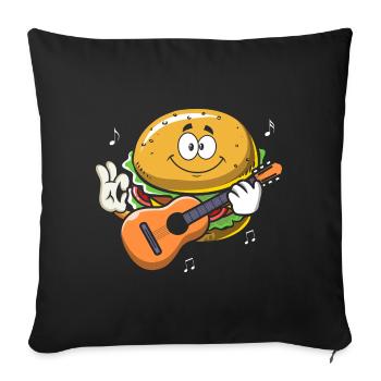 Guitariste Guitare Burger Musicien Musique Groupe Guitare - Housse de coussin décorative 45 x 45 cm - noir - Devant