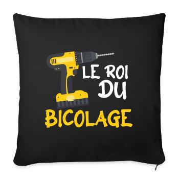 Le Roi Du Bricolage C'est Papy Bricoleur - Housse de coussin décorative 45 x 45 cm - noir - Devant