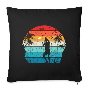 Retro Basketball Spieler - Vintage Spielball - Sofakissenbezug 45 x 45 cm - Schwarz - Vorne