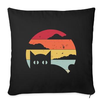 Drôle de chat dans un style rétro - Housse de coussin décorative 45 x 45 cm - noir - Devant