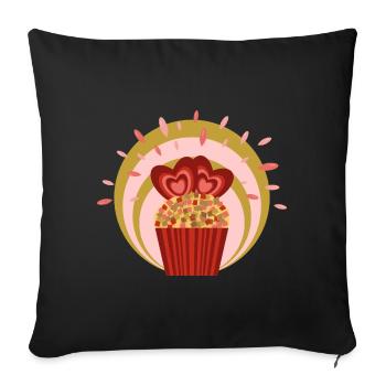 Rhabarber Kuchen Liebe mit viel Herz. - Sofakissenbezug 45 x 45 cm - Schwarz - Vorne