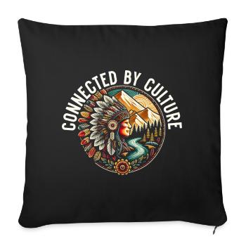 Tribu indienne Cherokee Apache - Housse de coussin décorative 45 x 45 cm - noir - Devant