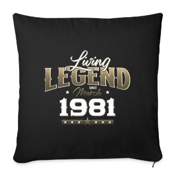 44ème anniversaire cadeau mari Original mars 1981 - Housse de coussin décorative 45 x 45 cm - noir - Devant