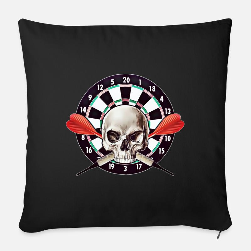 dart skull - Sofa pillowcase 17,3'' x 17,3'' (45 x 45 cm) - black