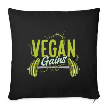 Vegan Gains Vegetarian Bodybuilder Veggie - Sofa pillowcase 17,3'' x 17,3'' (45 x 45 cm) - black - Front