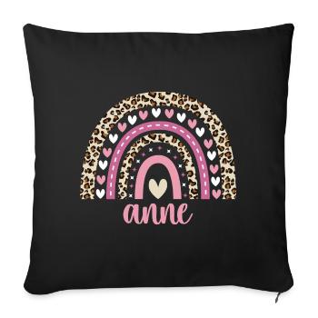 Anne Regenbogen Name Geburtstag Anne - Sofakissenbezug 45 x 45 cm - Schwarz - Vorne