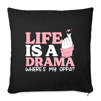 Funny Korean Kdrama drama, - Sofa pillowcase 17,3'' x 17,3'' (45 x 45 cm) - black - Front