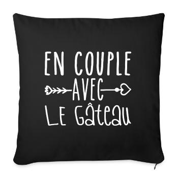 En Couple avec Gâteau, cadeau Fans de Gâteau - Housse de coussin décorative 45 x 45 cm - noir - Devant