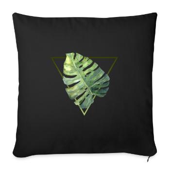 motif de triangle moderne feuille de monstera tropical - Housse de coussin décorative 45 x 45 cm - noir - Devant
