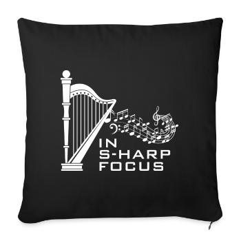 Harfe Design für Harfenist und Harfenspieler - Sofakissenbezug 45 x 45 cm - Schwarz - Vorne