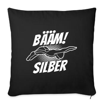 Silber Schwimmer Prüfung Silber Schwimmabzeichen - Sofakissenbezug 45 x 45 cm - Schwarz - Vorne
