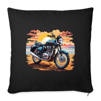 Vintage Motorrad Sonnenuntergang Retro Bike Design - Sofakissenbezug 45 x 45 cm - Schwarz - Vorne