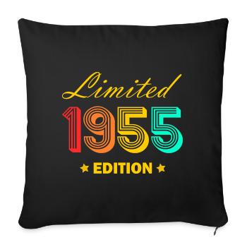 1955 Jahrgang 70.Geburtstag Geschenk geboren 1955 - Sofakissenbezug 45 x 45 cm - Schwarz - Vorne