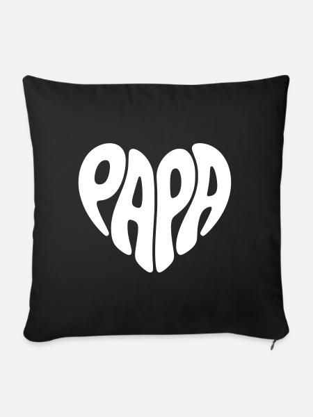 Papa Herz Form Vater Herzform Vatertag Geschenk - Sofakissenbezug 45 x 45 cm - Schwarz