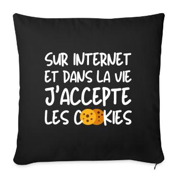 J'accepte les cookies - Housse de coussin décorative 45 x 45 cm - noir - Devant