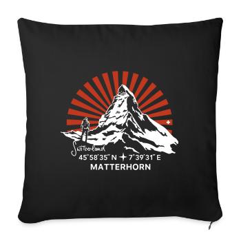 Matterhorn Zermatt Randonnée en montagne Souvenir - Housse de coussin décorative 45 x 45 cm - noir - Devant