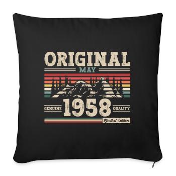 Original May 1958 Vintage 1958 Birthday 1958 - Sofa pillowcase 17,3'' x 17,3'' (45 x 45 cm) - black - Front
