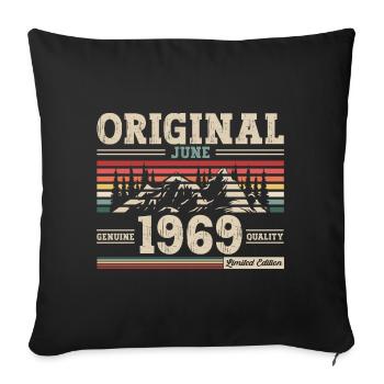 Original Juin 1969 Millésime 1969 Anniversaire 1969 - Housse de coussin décorative 45 x 45 cm - noir - Devant