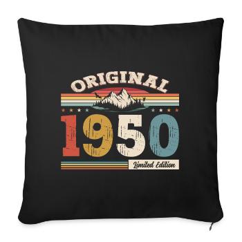 75ème Anniversaire Année 1950 Cru 1950 Original - Housse de coussin décorative 45 x 45 cm - noir - Devant