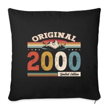 24th Birthday Year 2000 Vintage 2000 Original - Sofa pillowcase 17,3'' x 17,3'' (45 x 45 cm) - black - Front