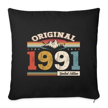33rd Birthday Year of Build 1991 Year 1991 Original - Sofa pillowcase 17,3'' x 17,3'' (45 x 45 cm) - black - Front