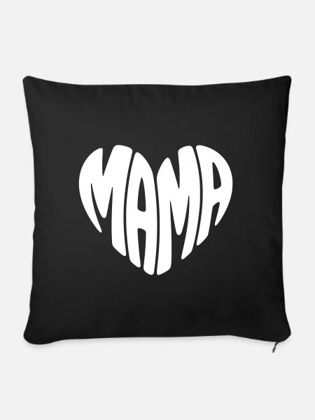 Mama Herz Form Mutter Herzform Muttertag Geschenk - Sofakissenbezug 45 x 45 cm - Schwarz