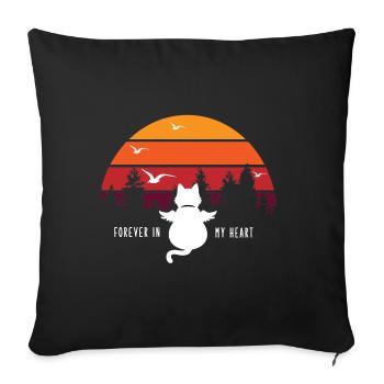 Retro Cat Dead Grief Emotional Gift Angel - Sofa pillowcase 17,3'' x 17,3'' (45 x 45 cm) - black - Front
