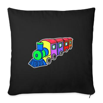 Chemin de fer à vapeur enfants - Housse de coussin décorative 45 x 45 cm - noir - Devant