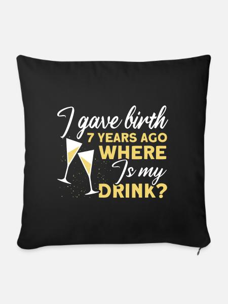 7th Birthday Beer Drinking Mom Mom - Sofa pillowcase 17,3'' x 17,3'' (45 x 45 cm) - black